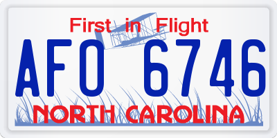 NC license plate AFO6746