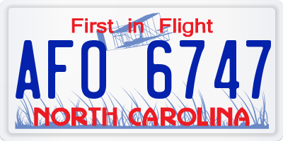 NC license plate AFO6747