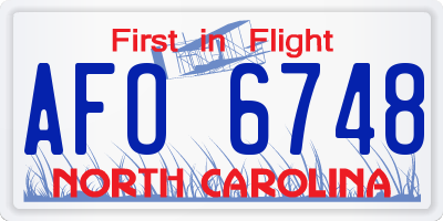 NC license plate AFO6748