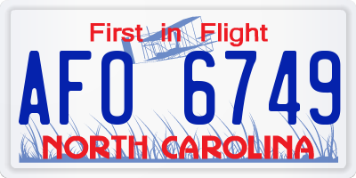 NC license plate AFO6749