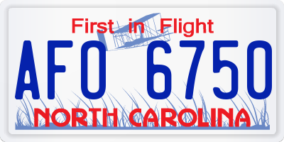 NC license plate AFO6750