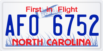 NC license plate AFO6752