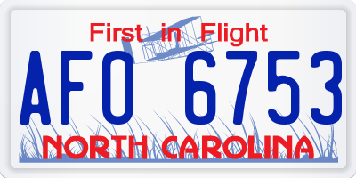 NC license plate AFO6753