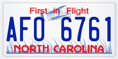 NC license plate AFO6761