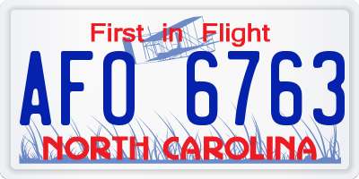 NC license plate AFO6763