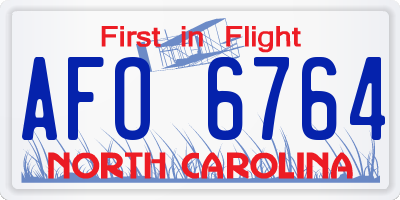 NC license plate AFO6764