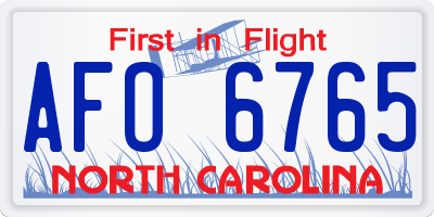 NC license plate AFO6765