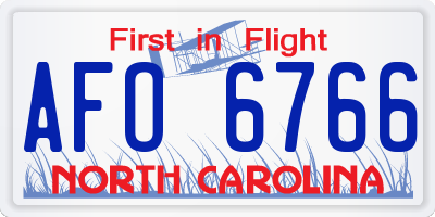 NC license plate AFO6766