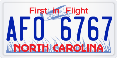 NC license plate AFO6767