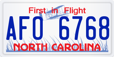 NC license plate AFO6768