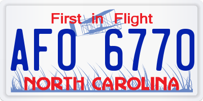 NC license plate AFO6770