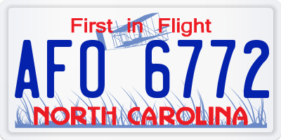 NC license plate AFO6772