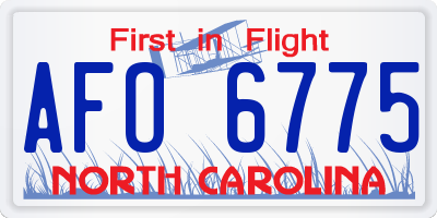 NC license plate AFO6775