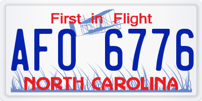 NC license plate AFO6776