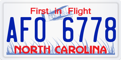 NC license plate AFO6778