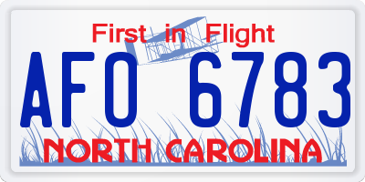 NC license plate AFO6783