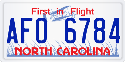 NC license plate AFO6784