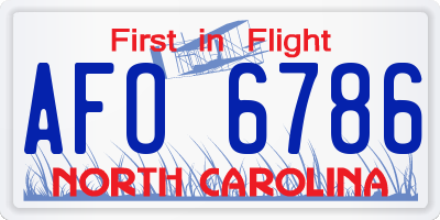 NC license plate AFO6786