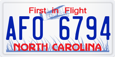 NC license plate AFO6794