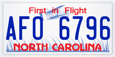 NC license plate AFO6796
