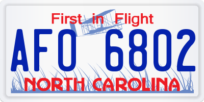 NC license plate AFO6802