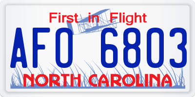 NC license plate AFO6803