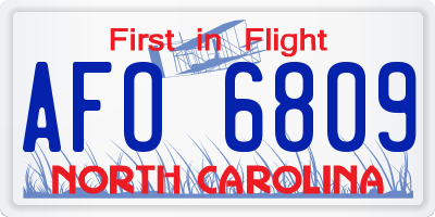 NC license plate AFO6809