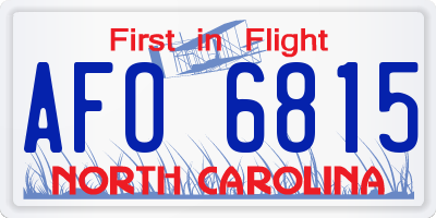 NC license plate AFO6815