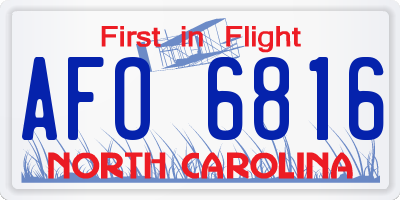NC license plate AFO6816