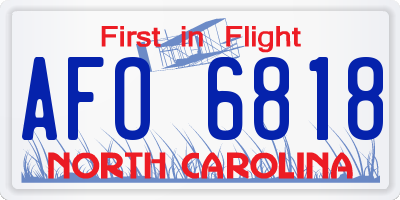 NC license plate AFO6818
