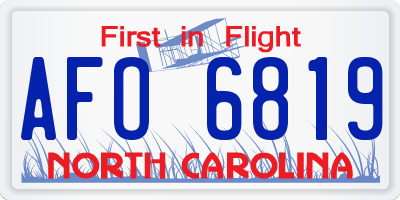 NC license plate AFO6819