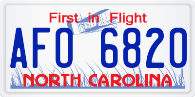 NC license plate AFO6820