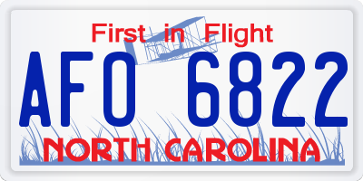 NC license plate AFO6822