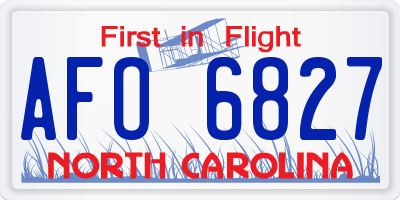 NC license plate AFO6827