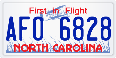 NC license plate AFO6828