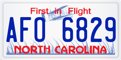 NC license plate AFO6829
