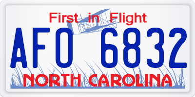 NC license plate AFO6832