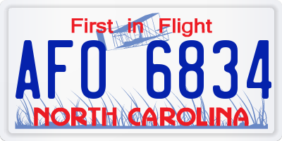 NC license plate AFO6834