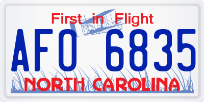 NC license plate AFO6835