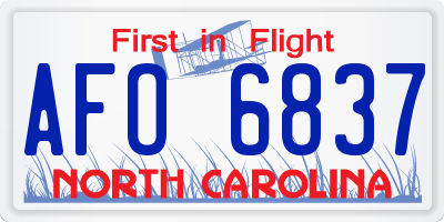 NC license plate AFO6837