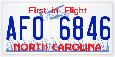 NC license plate AFO6846