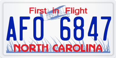 NC license plate AFO6847