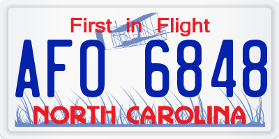 NC license plate AFO6848