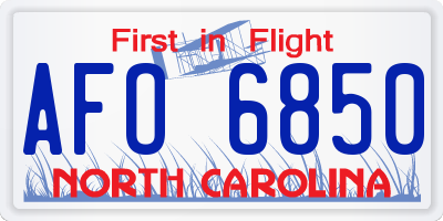 NC license plate AFO6850