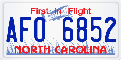 NC license plate AFO6852
