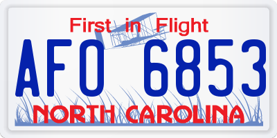 NC license plate AFO6853