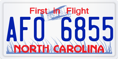 NC license plate AFO6855