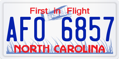 NC license plate AFO6857
