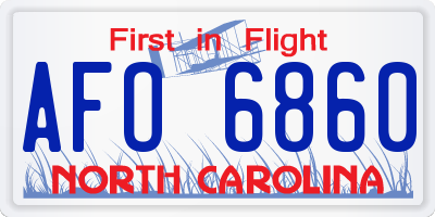 NC license plate AFO6860