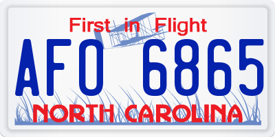 NC license plate AFO6865